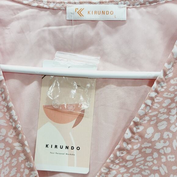 Dress Size L Pink Animal Fairy Coquette Soft Girl Romantic Whimsycore Faux Wrap - Picture 14 of 16